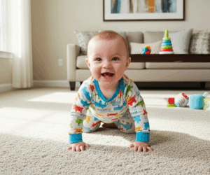 Baby Crawling on Carpet