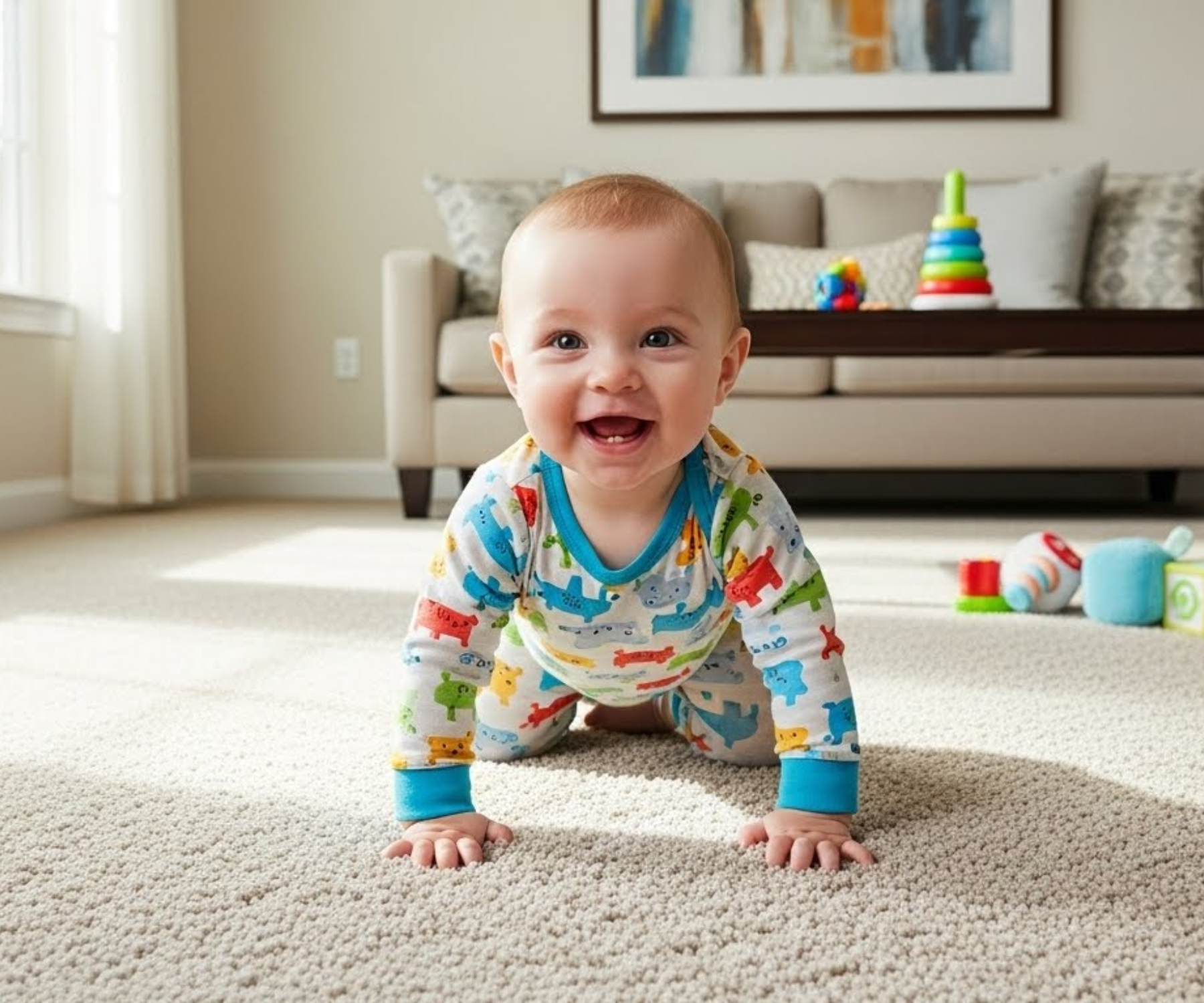 Baby Crawling on Carpet