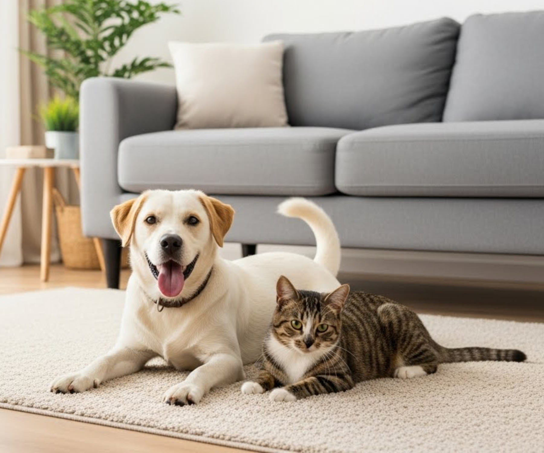 Dog and Cat on Carpet