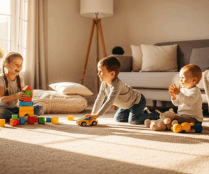 Kids playing on carpet